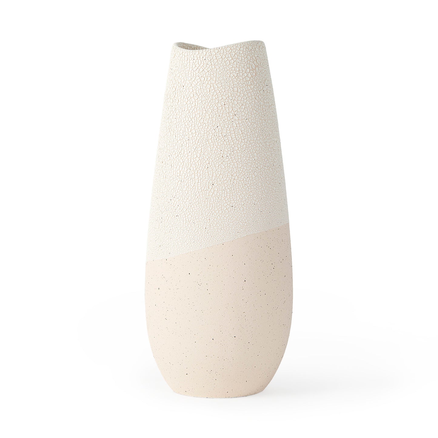 CREAM CONICAL CRACKLED CERAMIC VASE