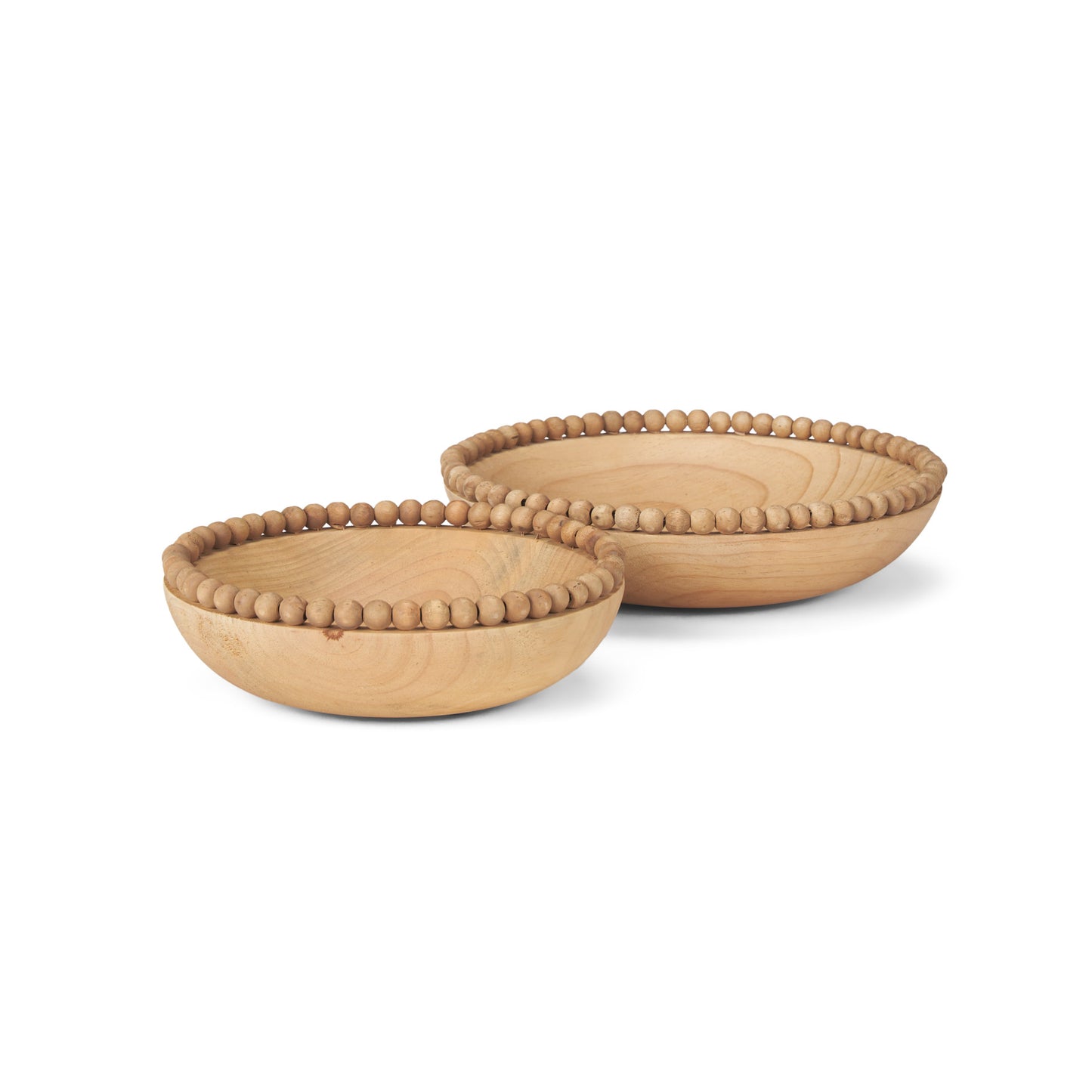 BEADED LIGHT WOOD BOWLS