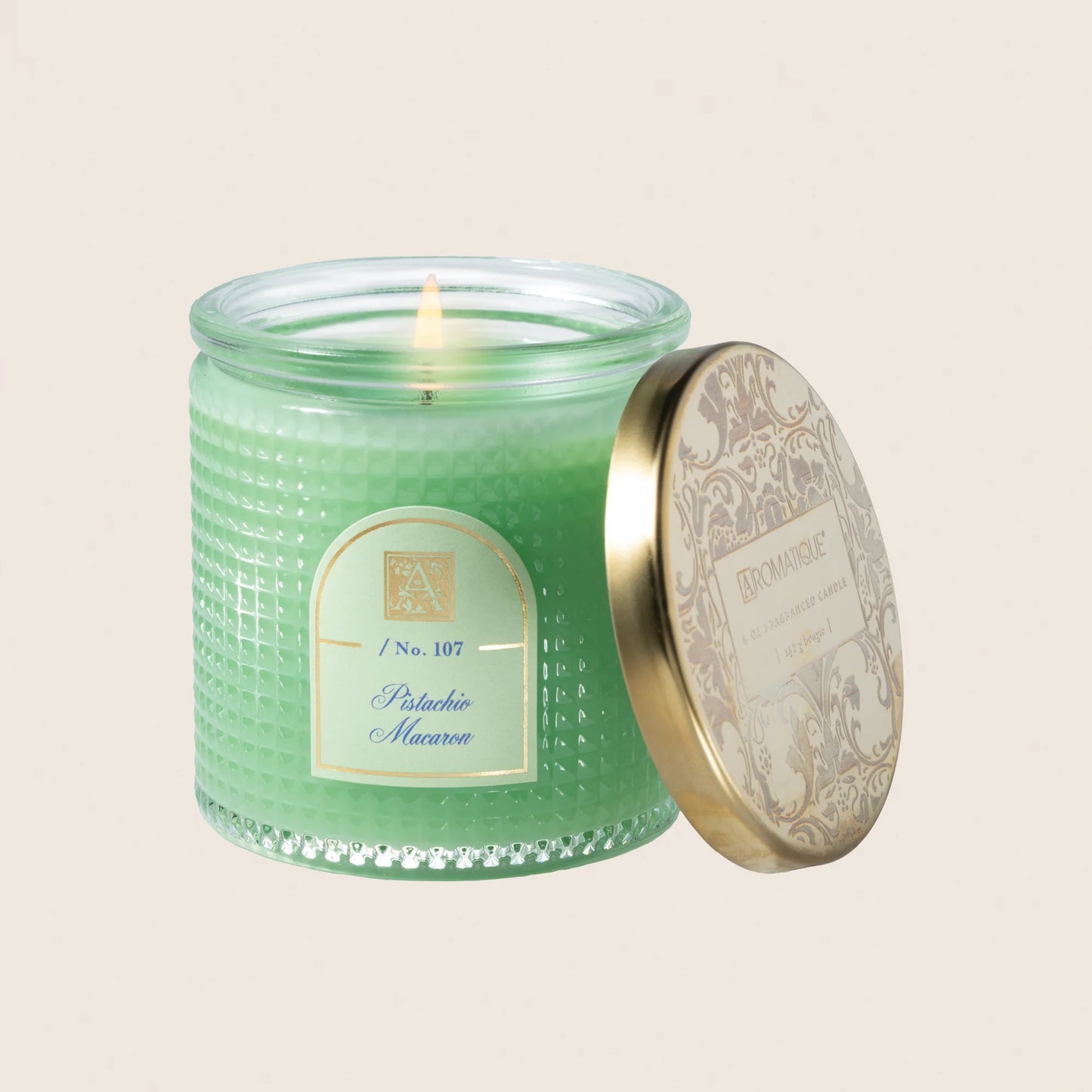PISTACHIO MACAROON TEXTURED GLASS CANDLE