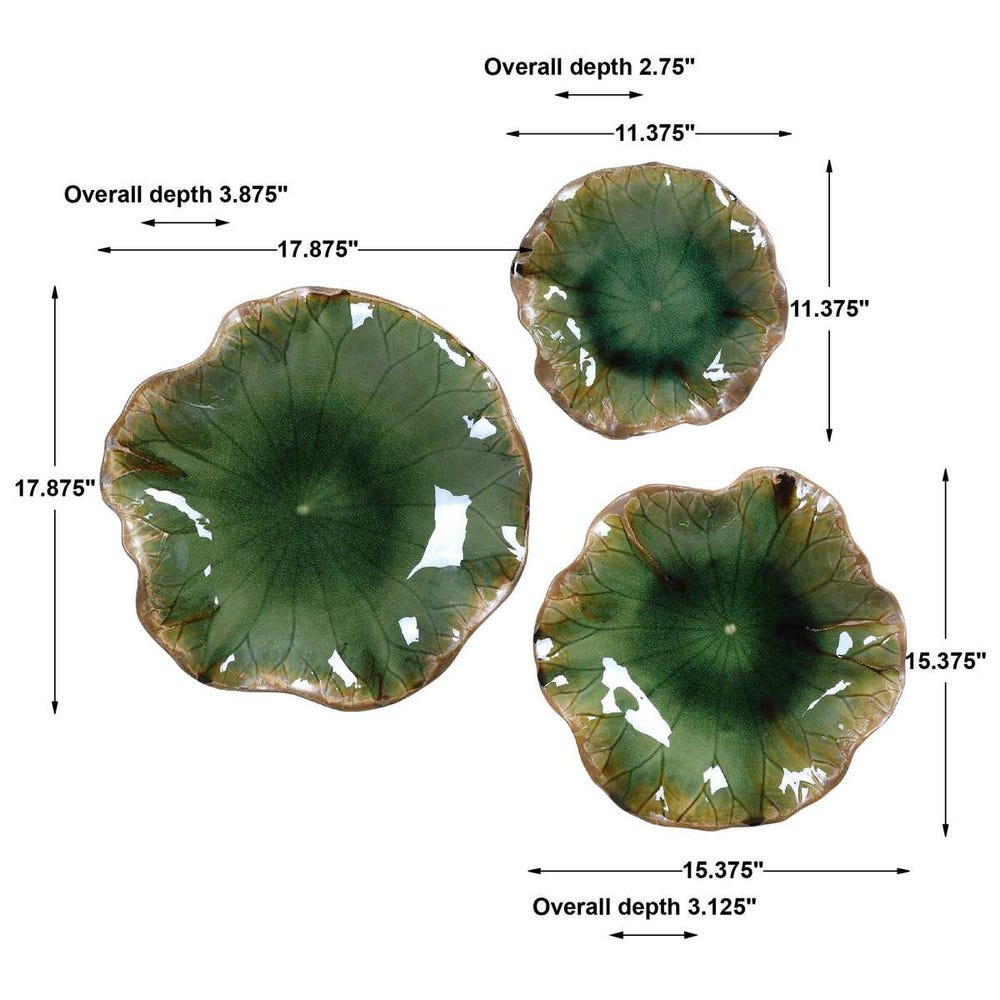 ABELLA CERAMIC WALL DECOR - GREEN S/3