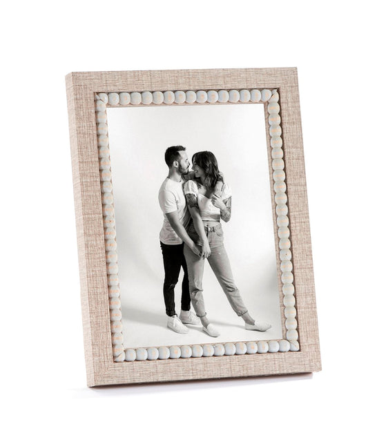 WOOD PHOTO FRAME W/ BEADS