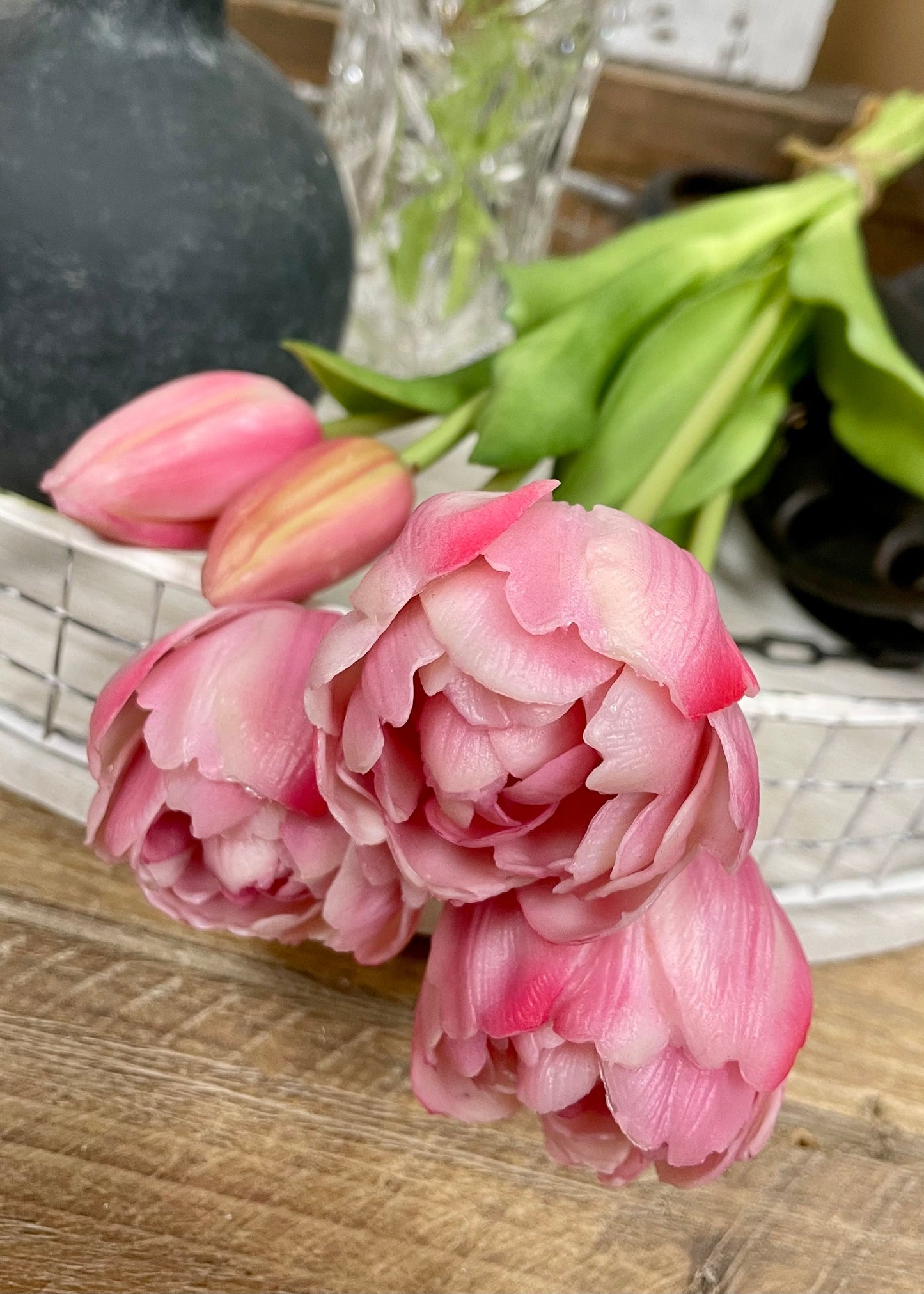 CANDY PINK PEONY TULIP BUNDLE 15"