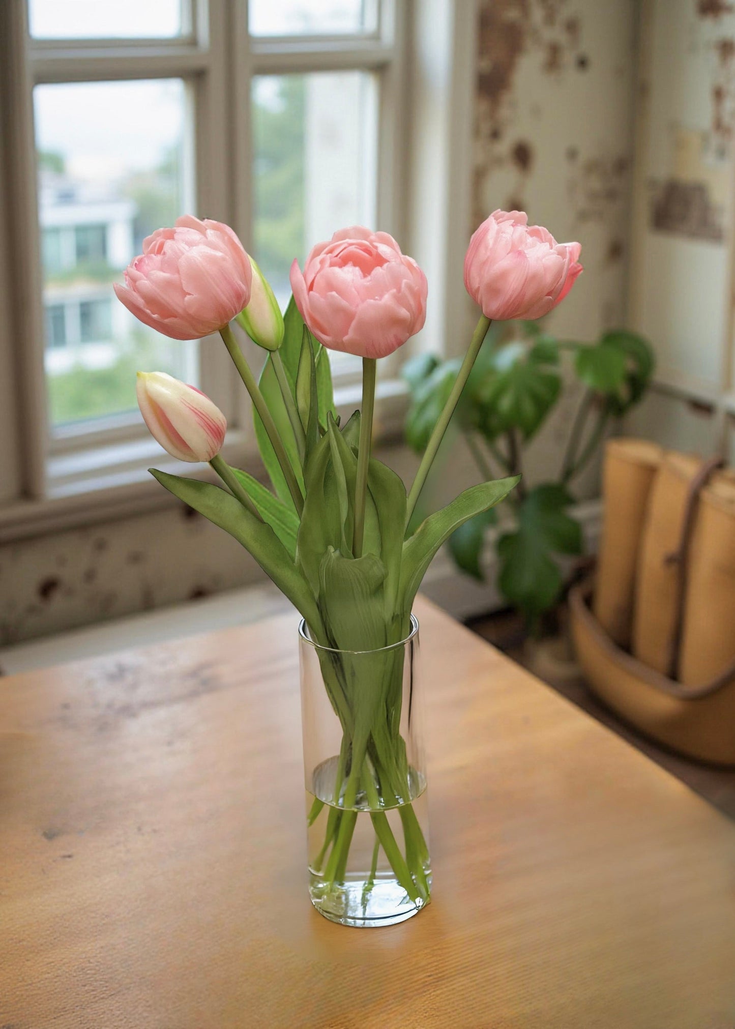 15" PINK FRESH TOUCH PEONY TULIP BUNDLE
