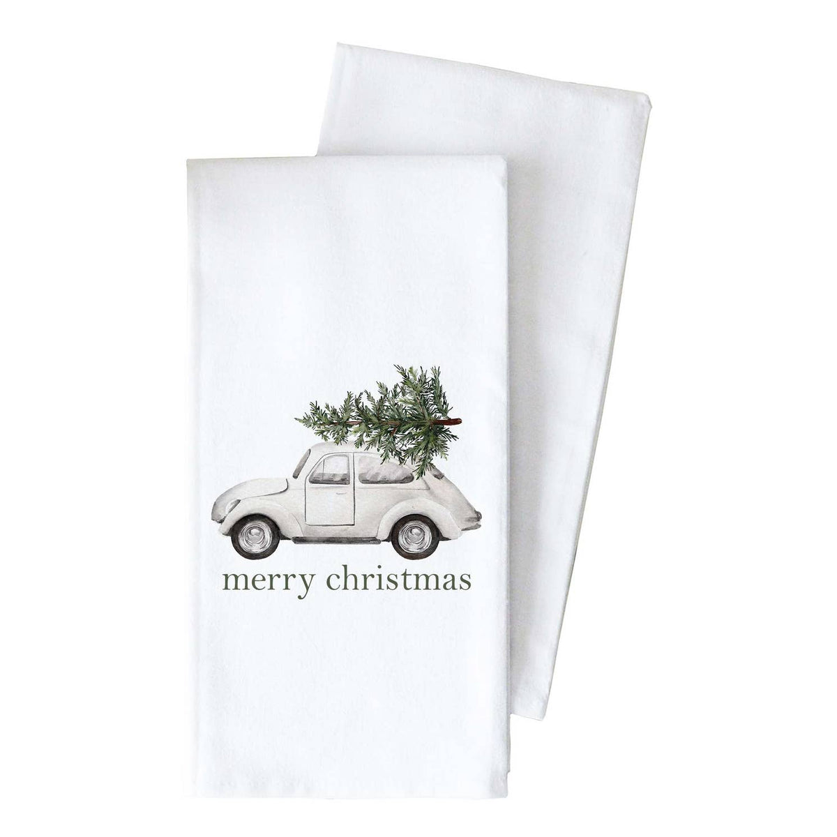MERRY CHRISTMAS CAR TEA TOWEL