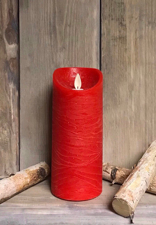 3x7" RED LED RUSTIC PILLAR