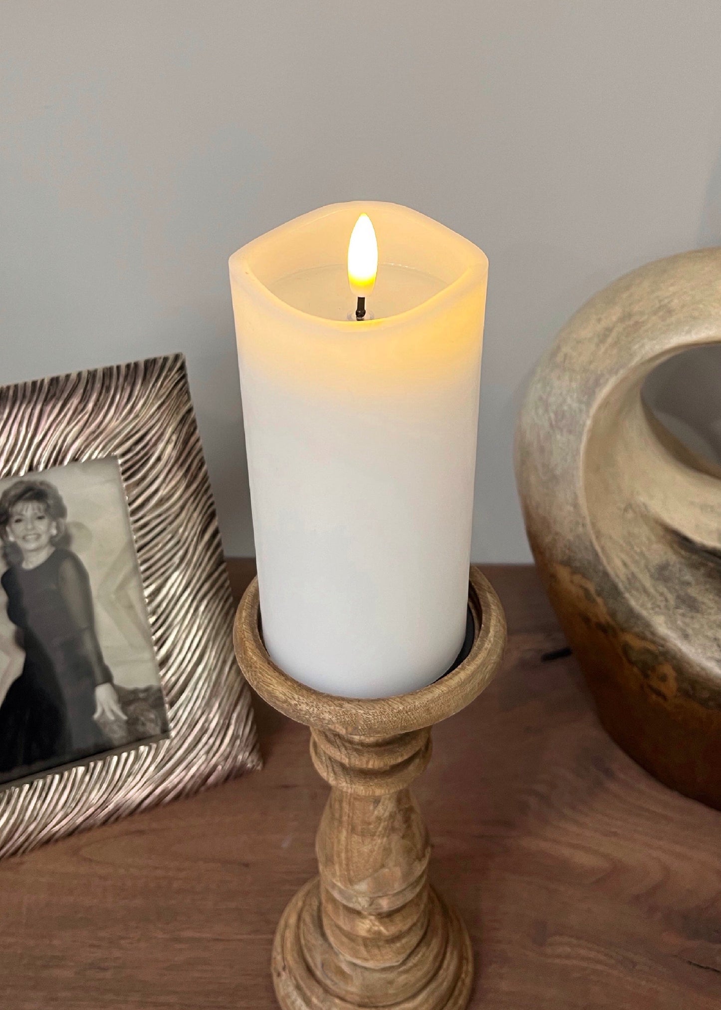 3"x 6" WHITE 3D LED PILLAR CANDLE