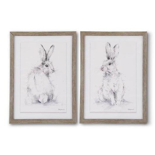 BLACK & GRAY FRAMED RABBIT PRINTS