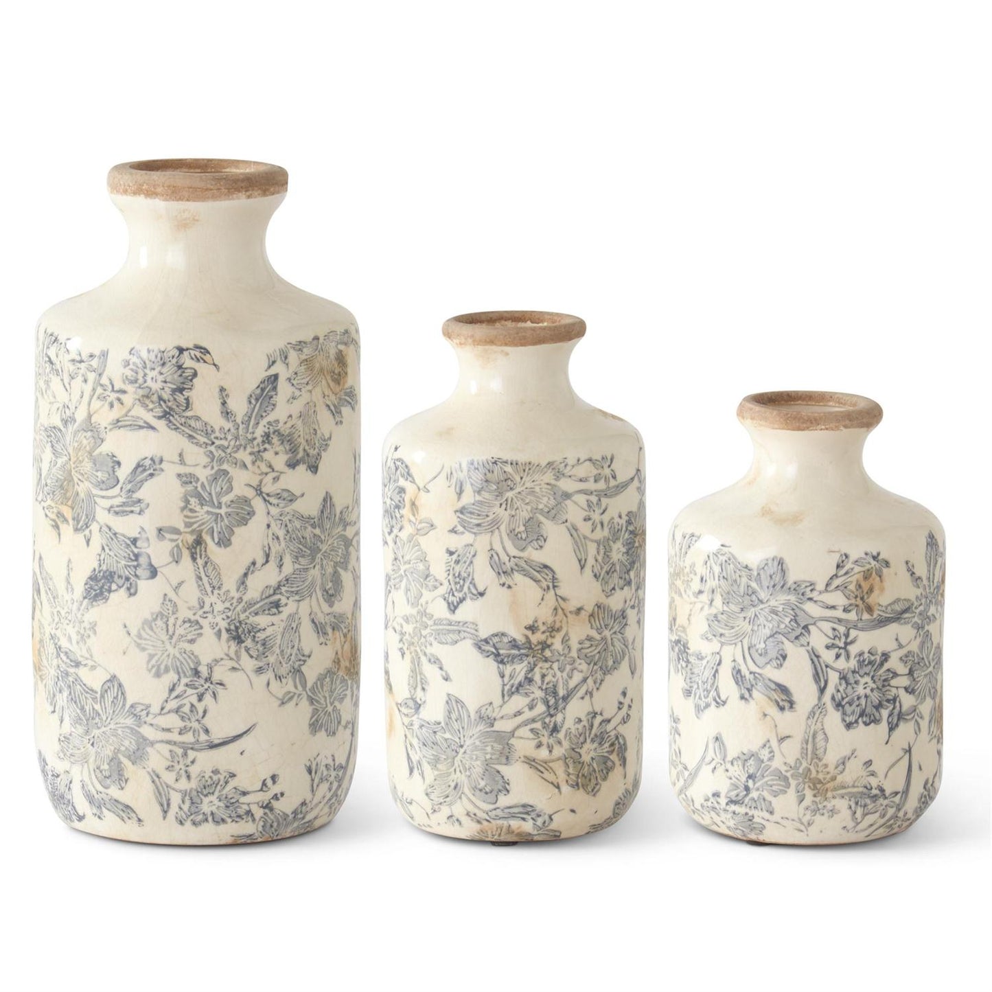 GREY FLORAL CERAMIC VASE