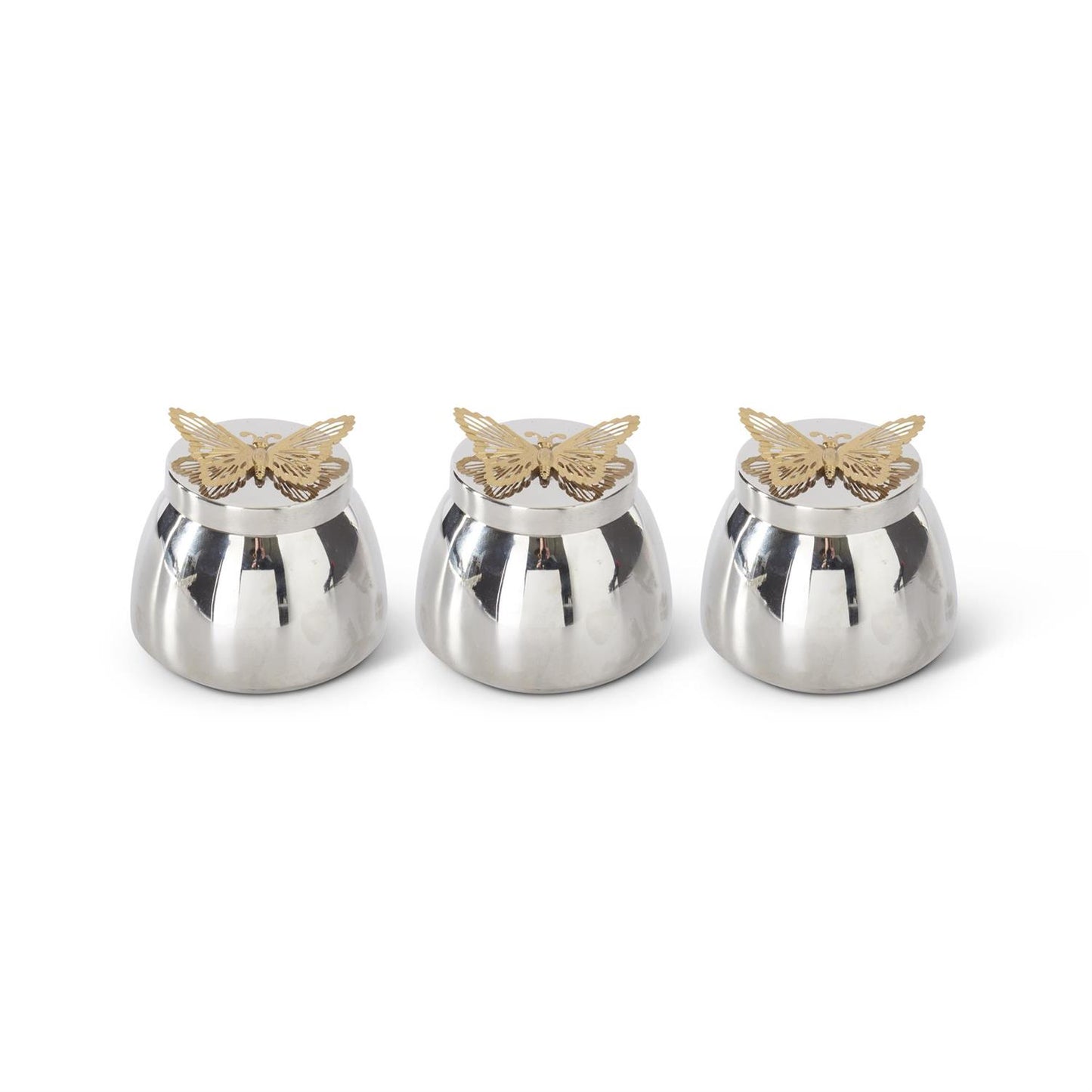 SILVER CANDLE W/ BUTTERFLY LID
