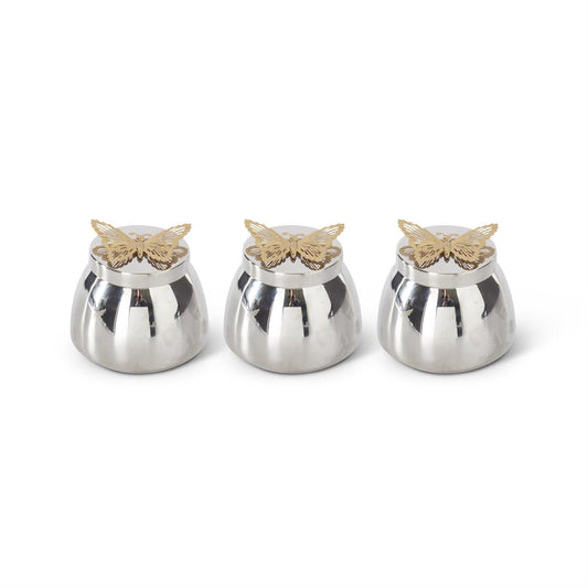 SILVER CANDLE W/ BUTTERFLY LID