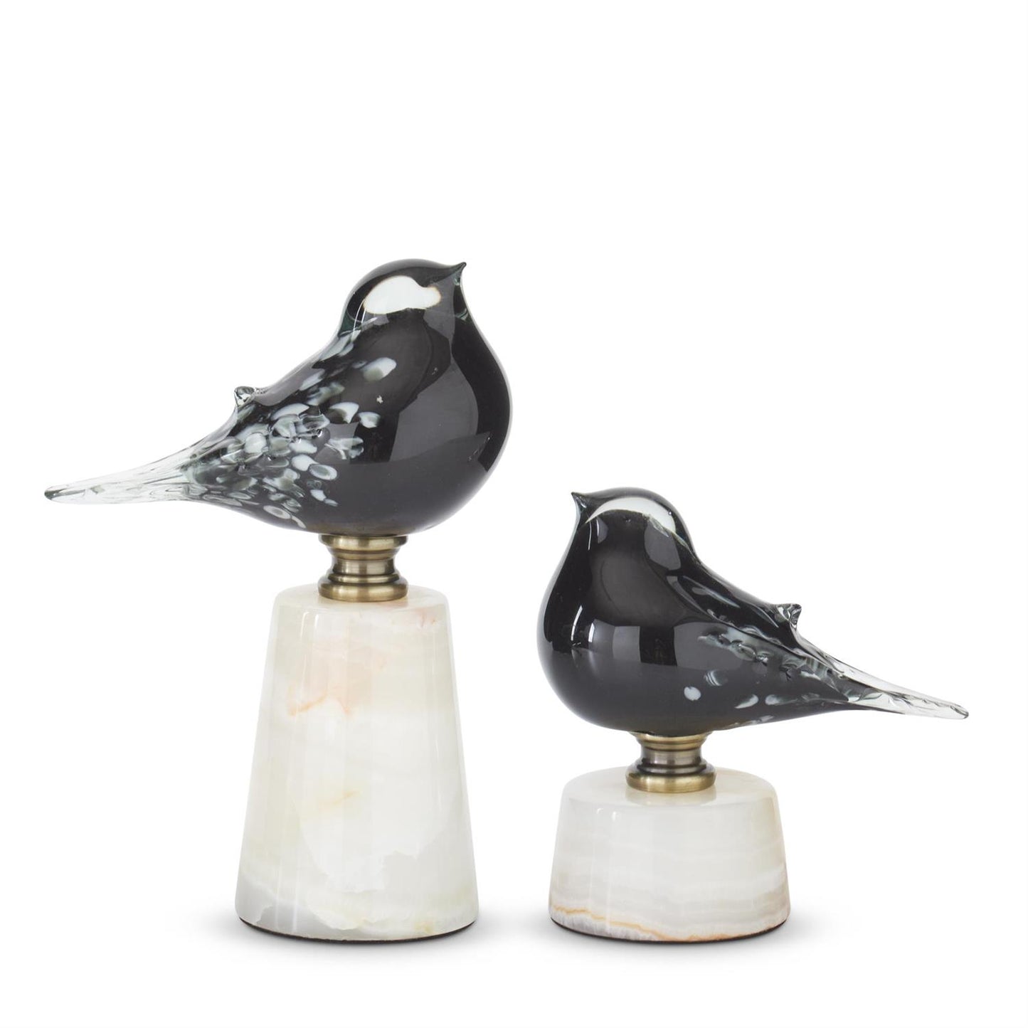 SPECKLE GLASS BIRD ON MARBLE BASE