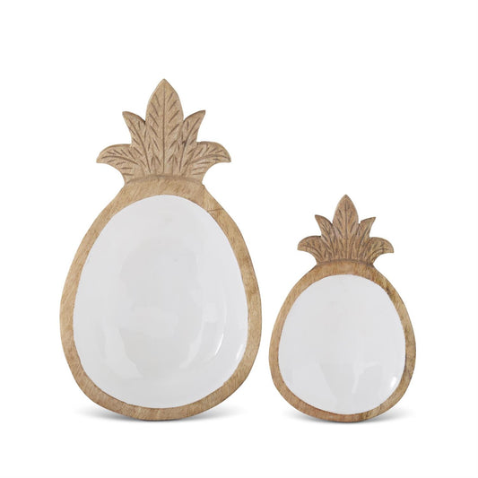 CARVED WOOD PINAPPLE BOWLS