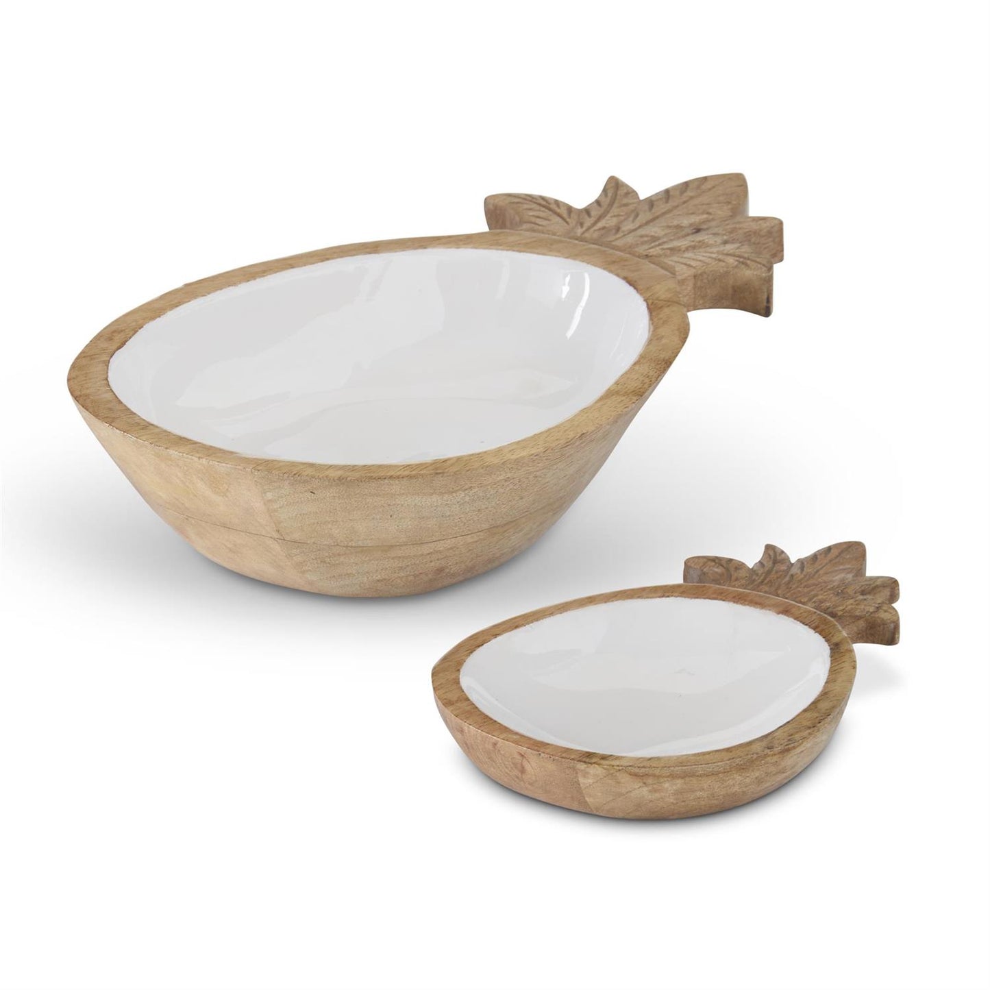 CARVED WOOD PINAPPLE BOWLS