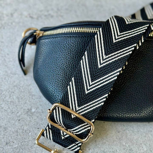BLACK CHEVRON DECORATIVE PURSE STRAP