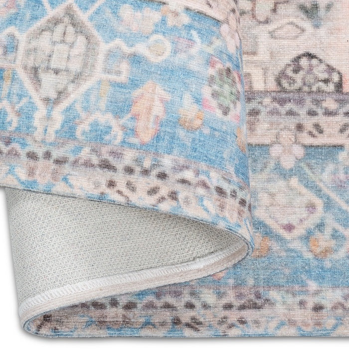 SPARX DISTRESSED BLUE/ORANGE WASHABLE RUG PPL-37BO