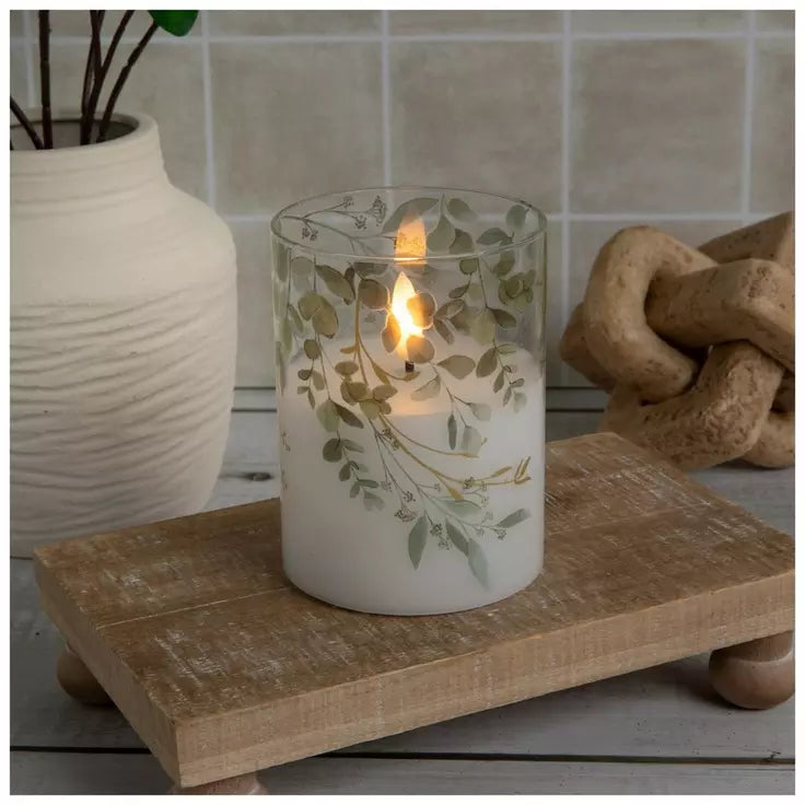 EUCALYPTUS LEAVES LED PILLAR CANDLE