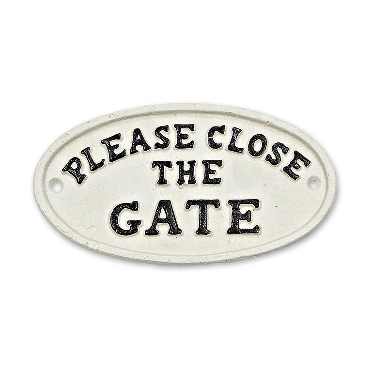 PLEASE CLOSE THE GATE CAST IRON SIGN