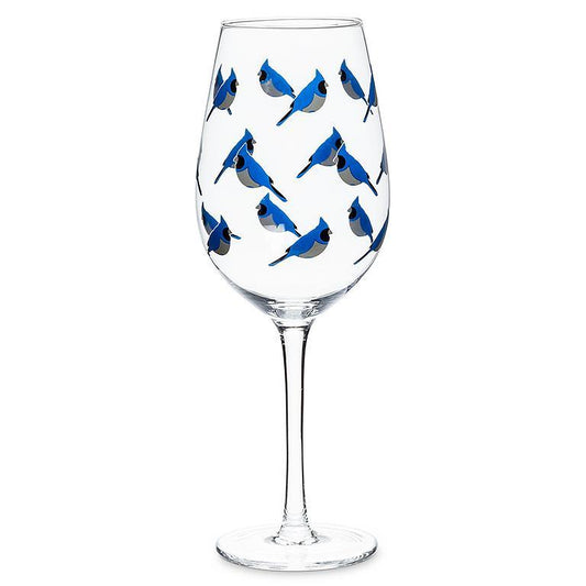 STEMMED BLUE JAY WINE GLASS