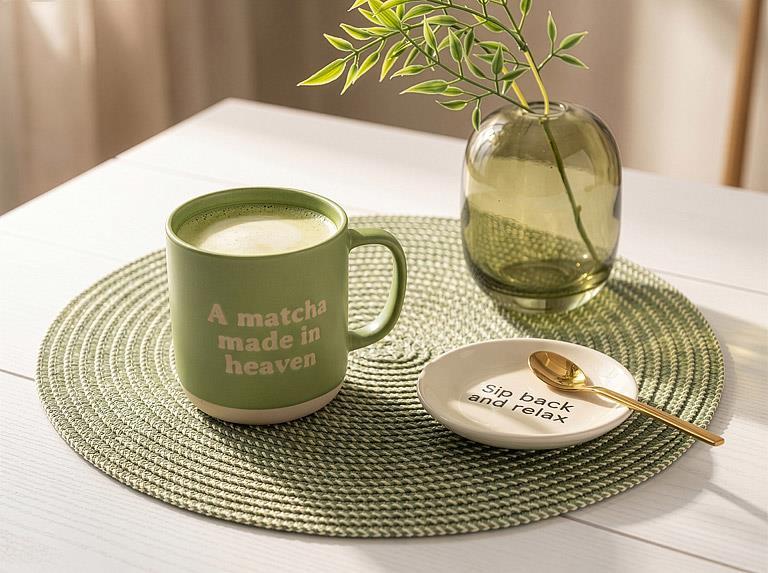GREEN ROUND WOVEN PLACEMAT