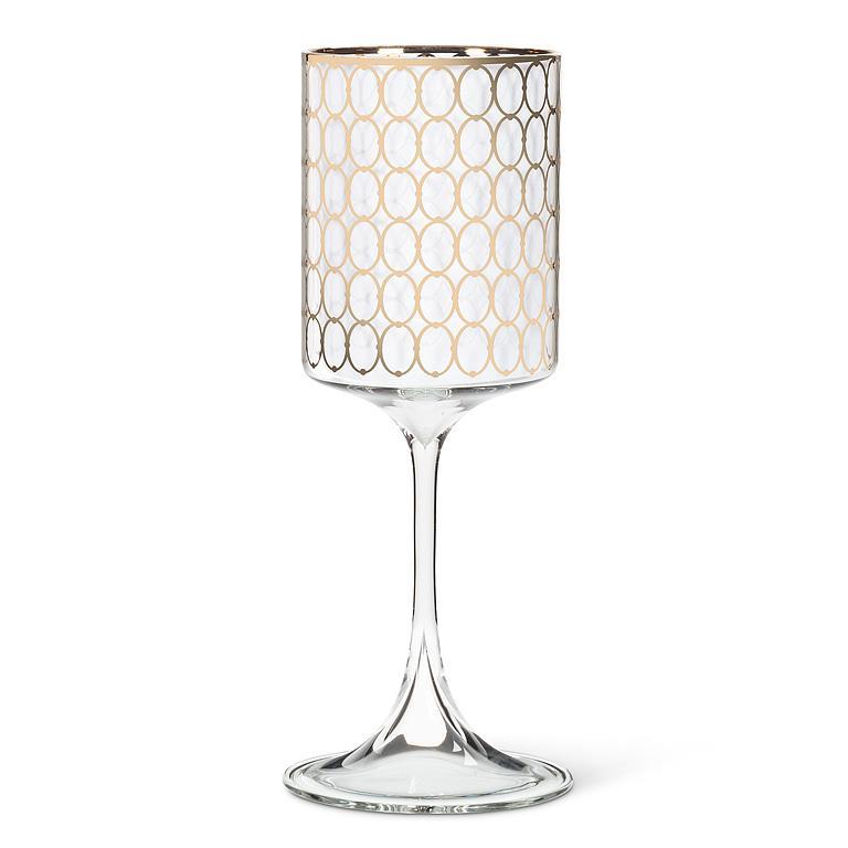 GOLD RINGS WINE GLASS