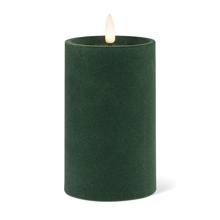 GREEN VELVET LED CANDLE 3X5"