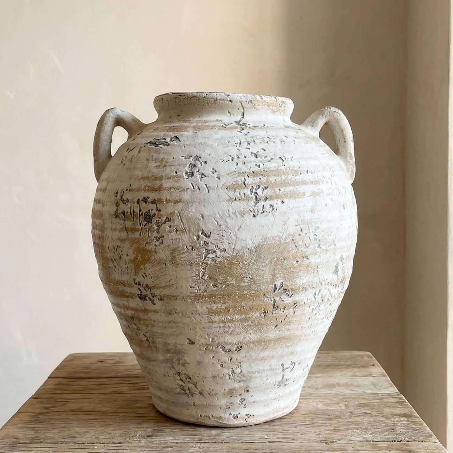 VINTAGE IVORY VASE W/ HANDLES