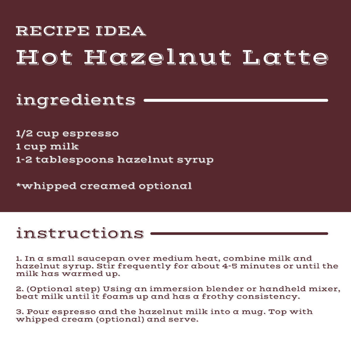 HAZELNUT SUGAR FREE COFFEE SYRUP