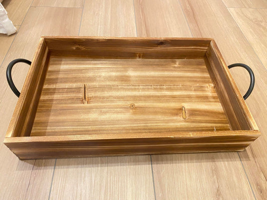 WOOD TRAY W/ HANDLES