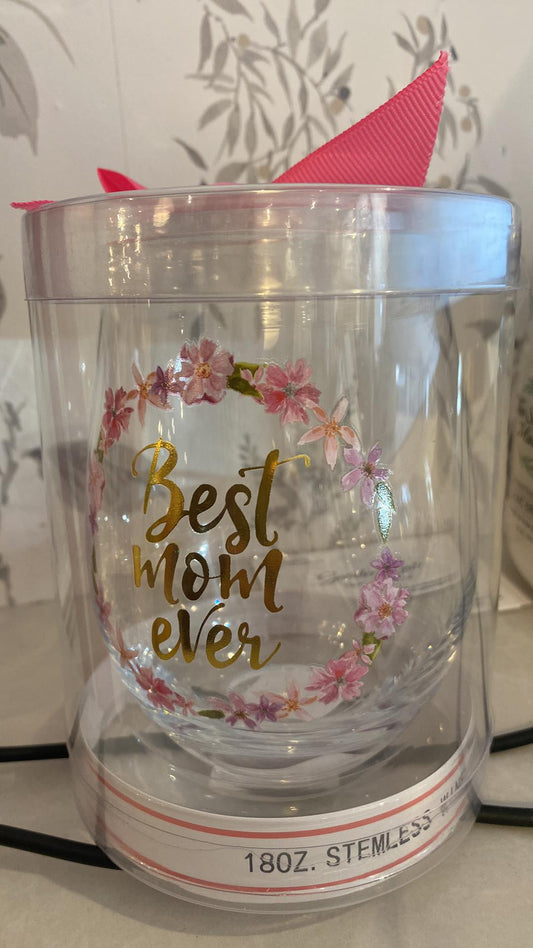 BEST MOM EVER WINE GLASS