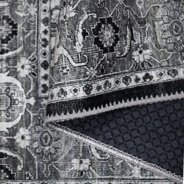 AURA WASHABLE BLACK RUG 1478