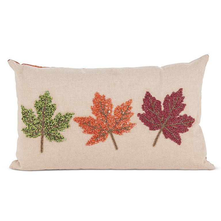 BEADED MAPLE LEAF PILLOW