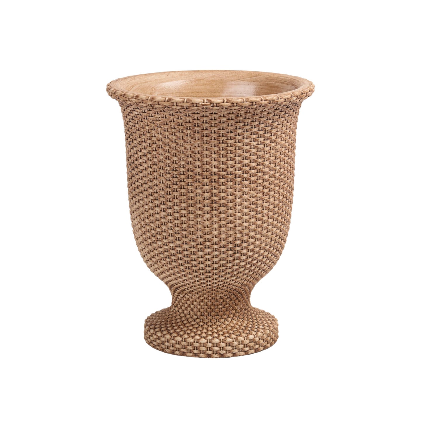 BASKETWEAVE CEMENT URN