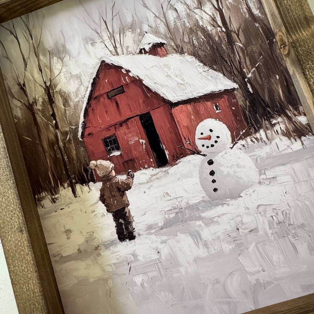 COUNTRY WINTER WOOD FRAMED ART