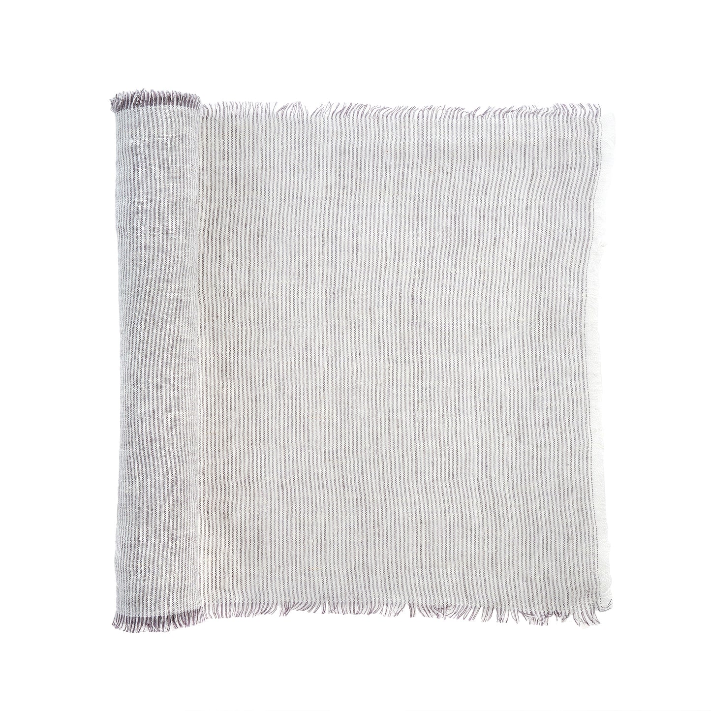 LINEN TABLE RUNNER GREY STRIPE