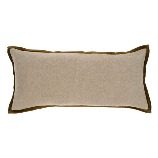 VELVET TRIM LUMBAR PILLOW - GREEN