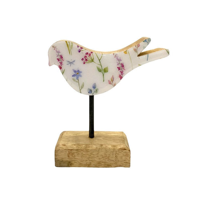FLORAL WOODEN BIRD
