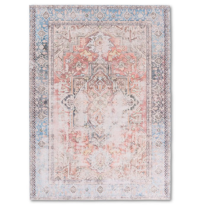 SPARX DISTRESSED BLUE ORANGE WASHABLE RUG PPL- 37BO