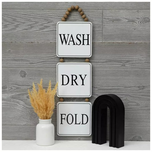 WASH DRY FOLD WOOD WALL DECOR