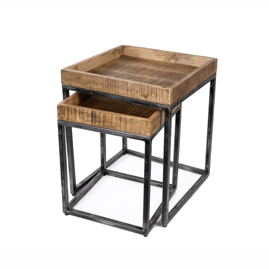 ACCENT TABLES S/2 NATURAL WOOD