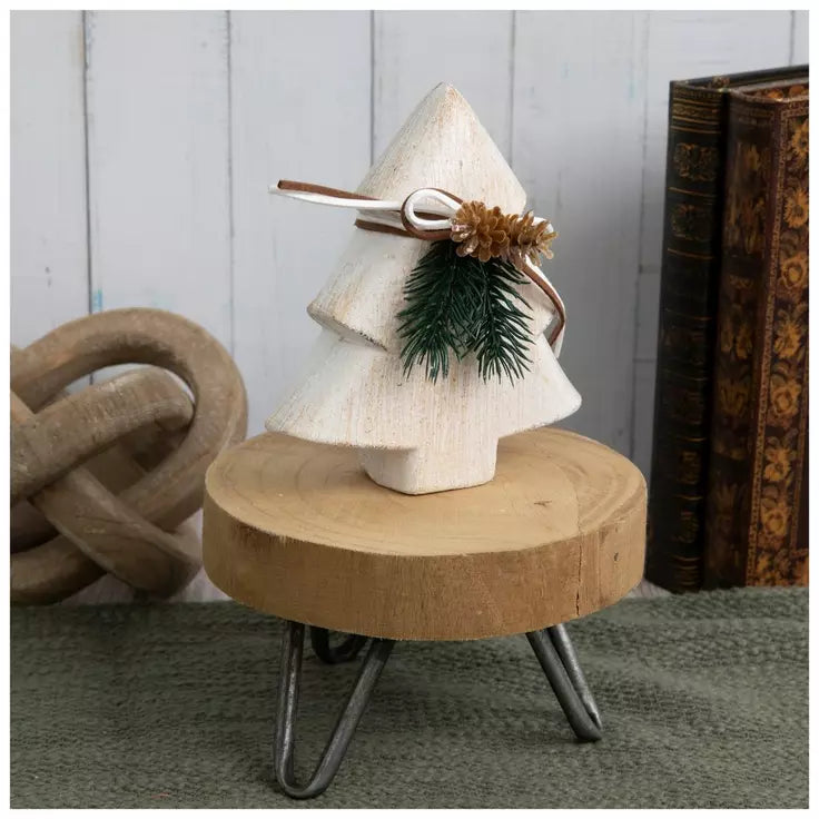 WHITEWASH PINECONE WOOD TREE