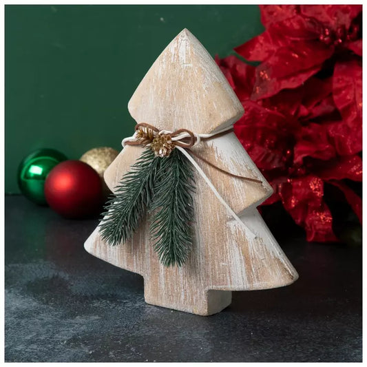 WHITEWASH PINECONE WOOD TREE