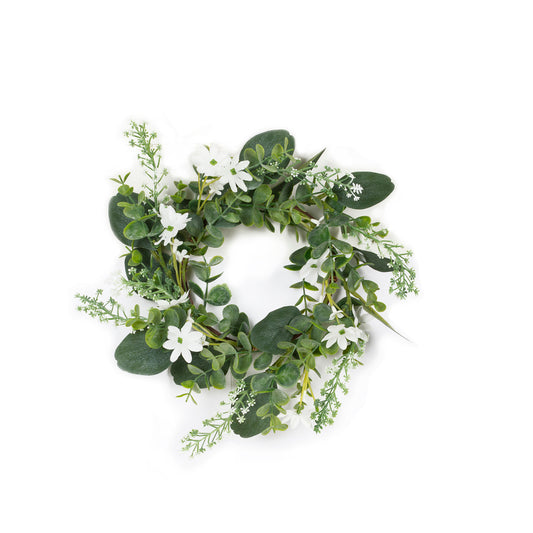 WHITE AND GREEN EUCALYPTUS CANDLE RING