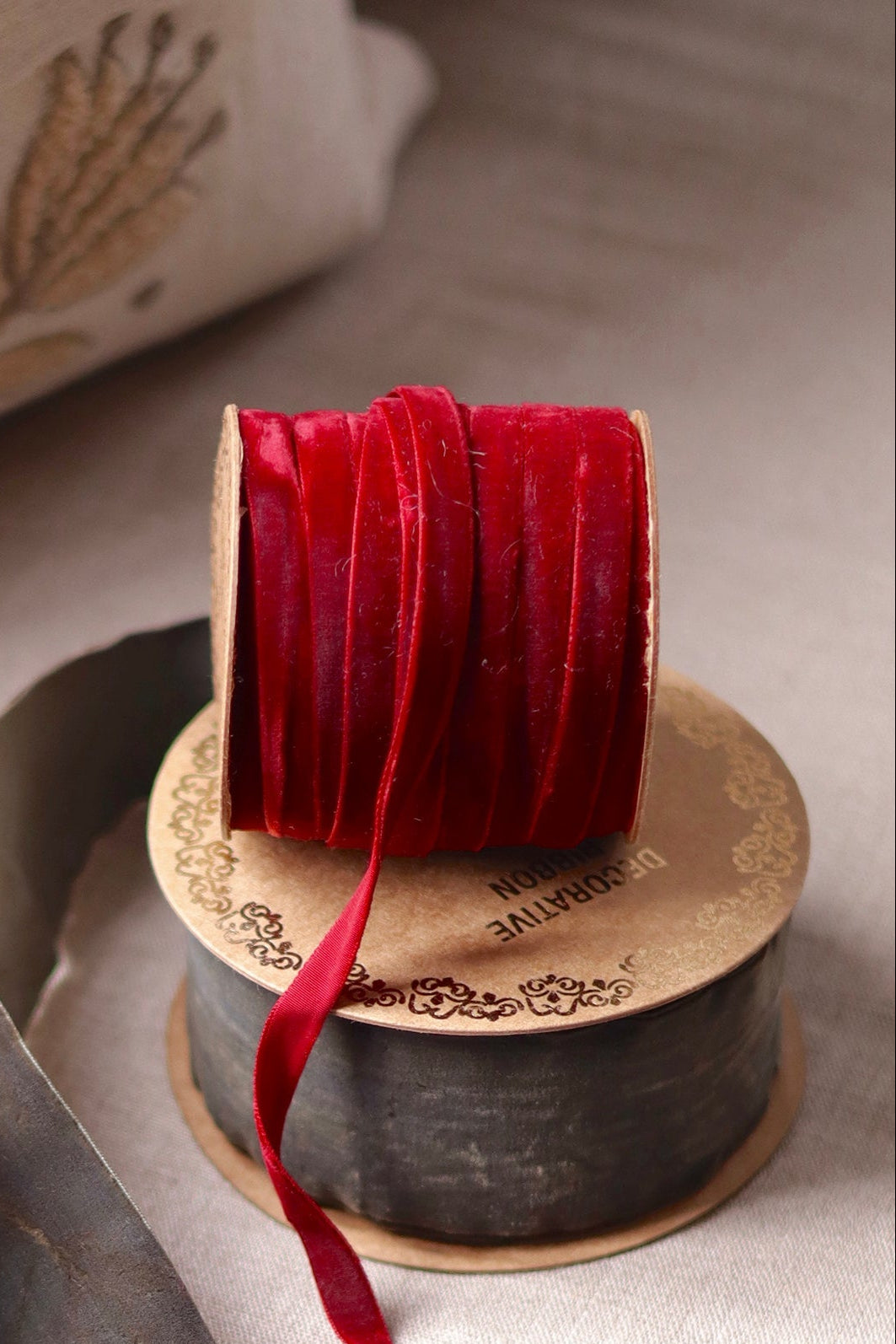 WINE RED VELVET RIBBON ON SPOOL