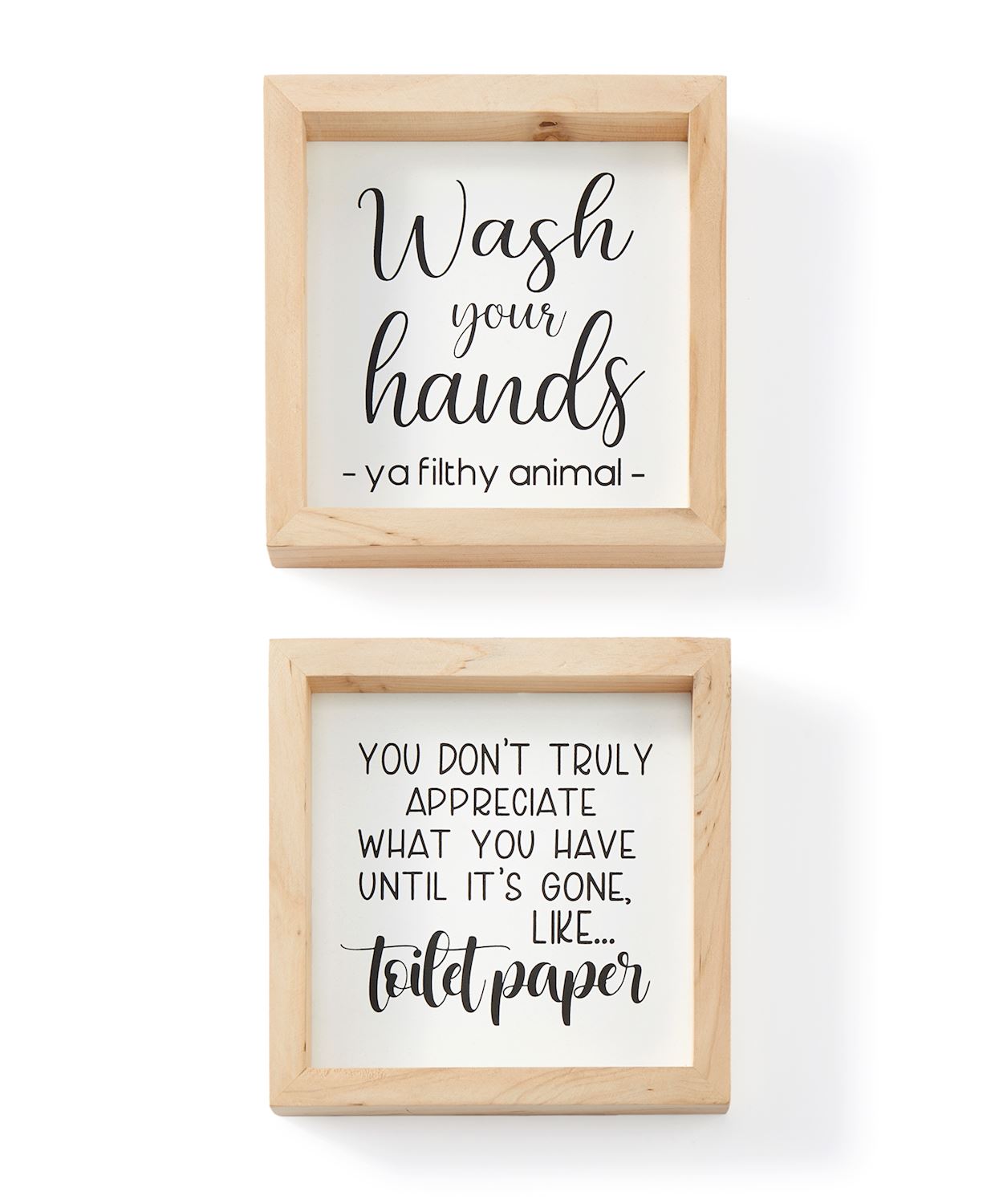 FRAMED WOOD BATHROOM SIGNS