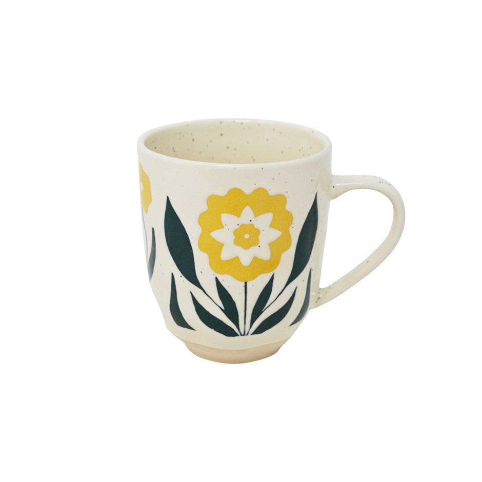 YELLOW FLOWER STONEWARE MUG