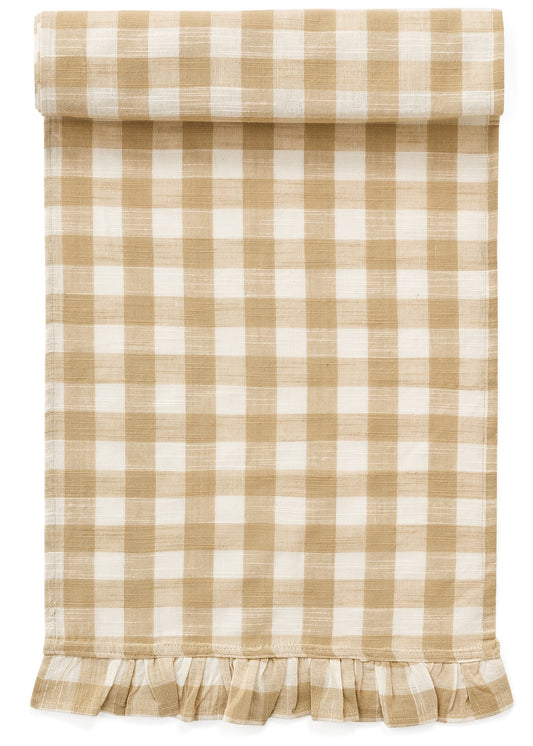 BEIGE AND WHITE TABLE RUNNER