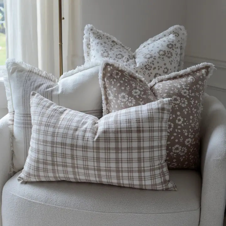 BROWN PLAID LUMBAR PILLOW