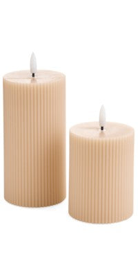 RIBBED LED PILLAR CANDLE - NUDE