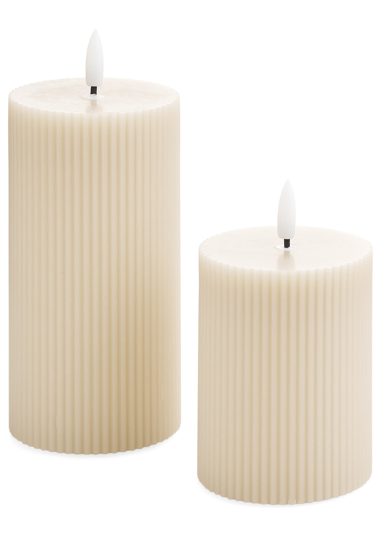 RIBBED LED PILLAR CANDLE - BEIGE