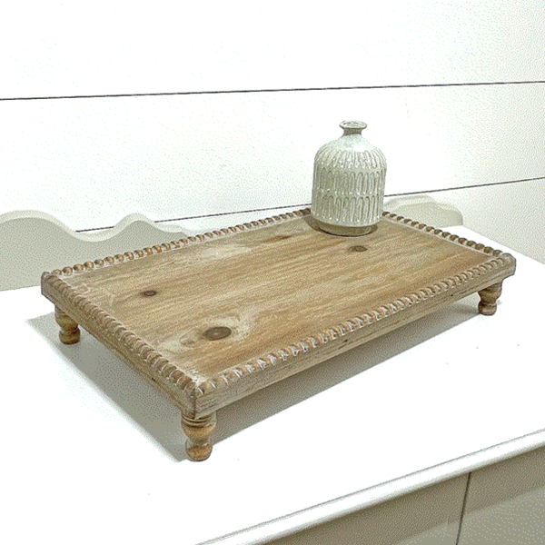 BEADED WOOD TRAY RISER